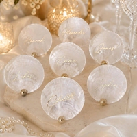 Marque-places personnalisés en coquille de capiz avec impression numérique, étiquettes nominatives de mariage personnalisées, décoration de table DIY pour fêtes