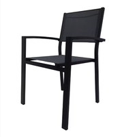 Chaise de salle à manger d'extérieur empilable en aluminium à hauteur réglable, design moderne, pour jardin, cour et entrepôt, avec panneau en textilène sérigraphié