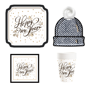 <b>Square</b> Hat Shape Party Supplies <b>Set</b> Disposable Dinnerware Party Tablewares <b>Set</b> Paper Napkins Cups <b>Plates</b> Happy New Year Decor - Product Image 4