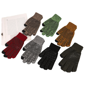 Gants d'hiver en acrylique tricotés jacquard, unis et chauds, pour hommes et femmes, pour le quotidien, les fêtes, les activités de plein air, le ski, la conduite et le cyclisme, compatibles écran tactile - Product Image 1