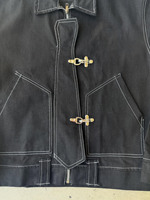 Veste en jean décontractée pour homme sur mesure OEM, couture inversée, col d'hiver, fermeture éclair, teinture unie, respirante, veste d'hiver