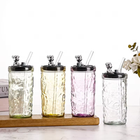 Gobelet en verre avec paille, nouveau design haut de gamme, motif ours mignon, forme diamant, créatif, pour le bureau et la maison