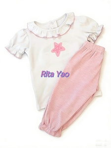 Abbigliamento Estivo <span class=keywords><strong>per</strong></span> Neonato, Set Personalizzato con Ricamo, Pantaloncini in Cotone e Camicia con Colletto, Coordinato <span class=keywords><strong>per</strong></span> Bambina 2026 - Product Image 4