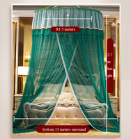 Grand baldaquin de lit rose et vert, double couche de dentelle, hauteur 2,7 mètres, moustiquaire universelle suspendue au dessus, design rond