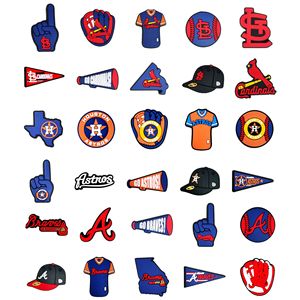 Breloques <span class=keywords><strong>de</strong></span> chaussures personnalisées en gros avec logo d'équipes <span class=keywords><strong>de</strong></span> baseball, breloques pour sabots sportifs, boucles <span class=keywords><strong>de</strong></span> chaussures Ligue Américaine pour baskets homme et garçon - Product Image 1