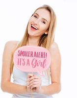 Kit d'accessoires amusants pour photomaton de baby shower 'It's Girl' rose, 10 pièces, formes de flèches et bulles de discours en papier, pour configuration DIY, bâtonnets d'accessoires inclus |