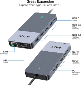 Base de Conexión USB C 12 en 1 con Triple Pantalla, HDMI 4K, LAN, Hub Tipo C con DP para Computadora Portátil y de Escritorio - Product Image 6