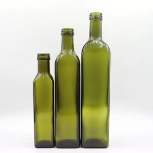 Walnut Camellia Oil Bottle 1000ml Square Dark Green Marasca Bouteille Classic Olive Oil Glass Bottle 250ml 500ml