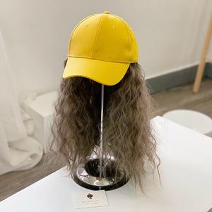 长天然波浪头发儿童棒球帽假发合成纤维假发儿童可调假发 - Product Image 1