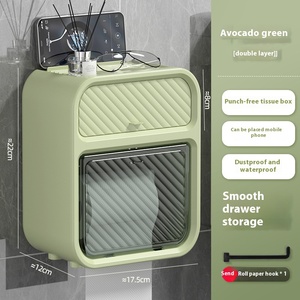 Phòng tắm đẹp mô hộp không thấm nước treo tường mô hộp lưu trữ mô <span class=keywords><strong>Rack</strong></span> với Punch-Miễn phí dính tường móc - Product Image 5