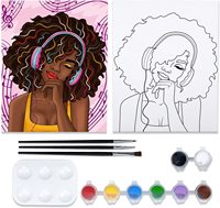 Kit de Peinture Acrylique DIY en Gros, Style Animaux de Dessin Animé, Kits de Peinture par Numéros pour Enfants et Adultes, Cadre en Bois Écologique 20x20cm