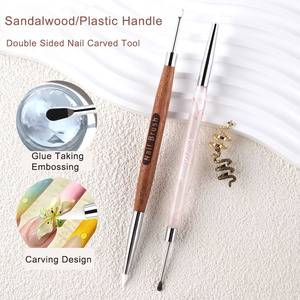 Pinceau à ongles en silicone double tête ovale, brosse à ongles 3D en silicone pour sculpture et gravure, outil pour gel dur, manucure en salon, pinceau en silicone pour nail art - Product Image 1