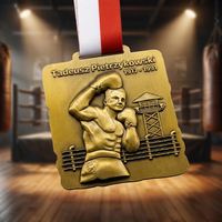 Médaille commémorative de boxe personnalisée, portrait de boxeur 3D, bronze antique, alliage de zinc, récompense sportive, pour finalistes de tournoi, vente en gros usine