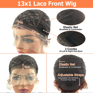 Promotion Populaire : Perruque Pixie Cut 13x1 <span class=keywords><strong>Cheveux</strong></span> Humains Courts <span class=keywords><strong>Bouclés</strong></span>, Perruque Frontale 13x4 <span class=keywords><strong>Cheveux</strong></span> Humains Naturels Brésiliens Très <span class=keywords><strong>Bouclés</strong></span> pour Femmes Noires - Product Image 4