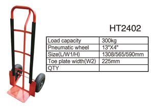 HT2402 Zware Stalen Hand Truck Dolley Hand Kar Met Laadvermogen 300Kg 13X4 Inch Pneumatische wiel - Product Image 2