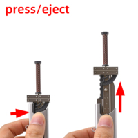 Jeu populaire fantaisie Six-forme grande épée modèle porte-clés métal Katana épée porte-clés presse pour éjecter épée jouet Cosplay cadeau