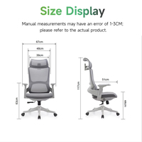 Chaise de bureau moderne à dossier haut, entièrement en maille noire, ergonomique, dossier incurvé, hauteur réglable, pivotante, accoudoirs fixes, confort pour longues heures