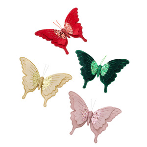 Nouvelle Décoration de Noël transfrontalière de 20 cm : Fleur de Noël Papillon de Simulation Double Couche Haut de Gamme - Product Image 5
