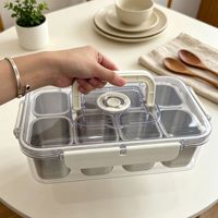 Snackle Box Conteneur En Acier Inoxydable 8 Compartiment Divisé Plateau De Service Snack Avec Couvercle Et Poignée Snack Plateaux Organisateur