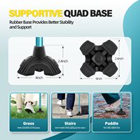 Canne pliable légère en aluminium personnalisable | Base quadruple et hauteur réglable, poignée ergonomique pour bâton de marche âgé