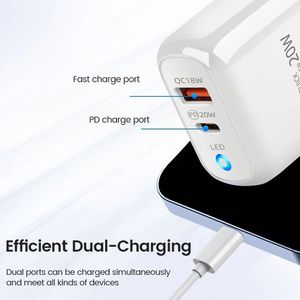 20W USB <b>C</b> Phone <b>Charger</b> Adapter US EU <b>Plug</b> QC3.0 USB Type <b>C</b> Wall <b>Charger</b> Dual Port A+<b>C</b> Travel Block <b>Charger</b> - Product Image 5