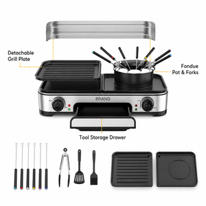 <span class=keywords><strong>Grill</strong></span> électrique antiadhésif en promotion avec plaque amovible, idéal pour l'intérieur et l'extérieur, type Teppanyaki avec protection anti-éclaboussures - Product Image 3