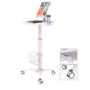 Tablette médicale portable à hauteur réglable, chariot de télémédecine avec roues