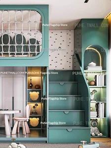 <span class=keywords><strong>Letto</strong></span> singolo per bambino in legno massello da 135 cm <span class=keywords><strong>con</strong></span> armadio <span class=keywords><strong>sotto</strong></span> e rete in corda - Nuovo stile 2026 - Product Image 2