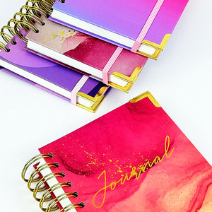 A5 cuộn dây đôi xoắn ốc máy tính xách tay với đầy màu sắc tùy chỉnh in bìa giấy ràng buộc bán buôn notepad - Product Image 5