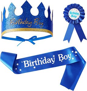 <strong>Birthday</strong> King Boy <strong>Crown</strong> Hat <strong>Birthday</strong> Boy <strong>Sash</strong> <strong>and</strong> Button Pin <strong>Birthday</strong> Party Decorations Dress up Accessories - Product Image 6