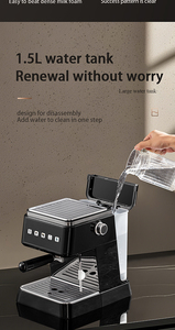Machine à café expresso italienne à haute pression semi-automatique intelligente avec pompe à mousse de lait pour usage domestique et commercial - Product Image 3