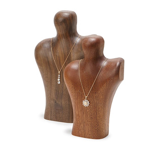 Présentoir à bijoux en bois marron élégant de style <span class=keywords><strong>vintage</strong></span>, <span class=keywords><strong>buste</strong></span> de mannequin pour colliers - Product Image 5