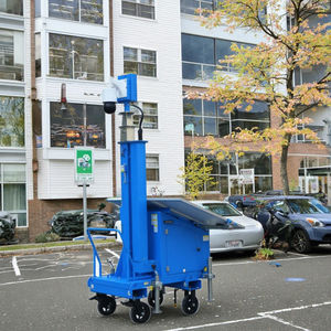 Nieuwe Aanwinst Ecosight ES2P-Mini 2*100W Zonnepaneel Handmatig Kantelbaar CCTV <span class=keywords><strong>Trolley</strong></span> Bewakingsmast 15ft Mast IP65 Waterdicht 1*200Ah - Product Image 4
