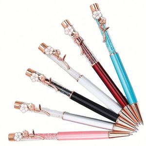 Creative Pearl Flower Clip Diamond Crystal Ballpoint Fun Beautiful Metal Signature Twist <b>Pen</b> Essential Back-To-School - Product Image 1