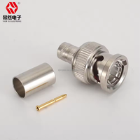 Venta caliente todo latón niquelado 75 ohmios macho recto BNC enchufe conector de Audio y vídeo de alta calidad para conectores de Cable RG6