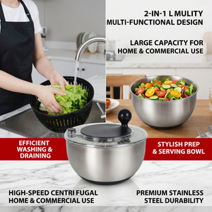 Grande capacità in acciaio inox Design rapido a secco manuale <span class=keywords><strong>insalata</strong></span> frutta disidratato filatore a mano pressa per <span class=keywords><strong>insalata</strong></span> centrifuga per verdure - Product Image 4