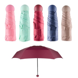 19 Inch Manual Five-Folding Windproof Travel Umbrella with UV Protection Black Coating - Product Image 2