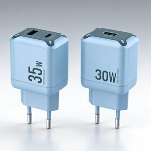 อะแดปเตอร์ชาร์จเร็วแบบ GaN 35W ช่องเสียบคู่ US/EU/UK USB-C สำหรับ iPhone 15/14/13/12/11 - Product Image 1