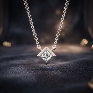 Collar de Joyería Fina de Diseño Contemporáneo de Lujo con Colgante de Órbita de Diamantes en Oro Blanco Arquitectónico para Novias - Product Image 3
