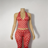 Nouvelle collection saisonnière : Ensemble décontracté quotidien avec haut sans manches à col halter et pantalon capri, disponible en gros, logo personnalisé