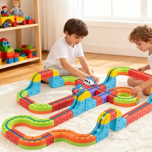 Juego <span class=keywords><strong>de</strong></span> Construcción <span class=keywords><strong>de</strong></span> Trenes Eléctricos Magnéticos 3D <span class=keywords><strong>de</strong></span> 81 Piezas, Juego <span class=keywords><strong>de</strong></span> Rieles Eléctricos Educativos para Niños - Product Image 1