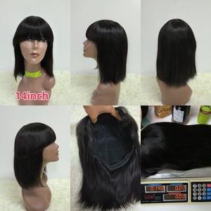 Letsfly $23 <b>Bob</b> <b>Wigs</b> with Bang 10inch-18inch Natural Black Brazilian Remy Human Hair <b>Wigs</b> Full Machine Made <b>Wigs</b> for Women - Product Image 3