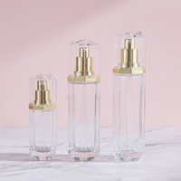 Flacons cosmétiques de luxe en verre dépoli avec pompe pulvérisatrice pour crème visage, gouttes pour les yeux, emballage de soins de la peau, ensemble noir et or avec impression sérigraphique
