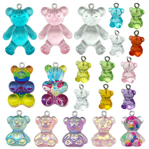 Breloques en forme d'ours pour la fabrication de bijoux, 18 mm, pendentifs en résine irisée transparente, 7 styles - Product Image 1