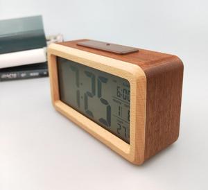 Hot bán của gỗ thông minh màn hình lớn LED kỹ thuật số Đồng hồ báo thức với USB Charger với cảm biến nhiệt độ - Product Image 3