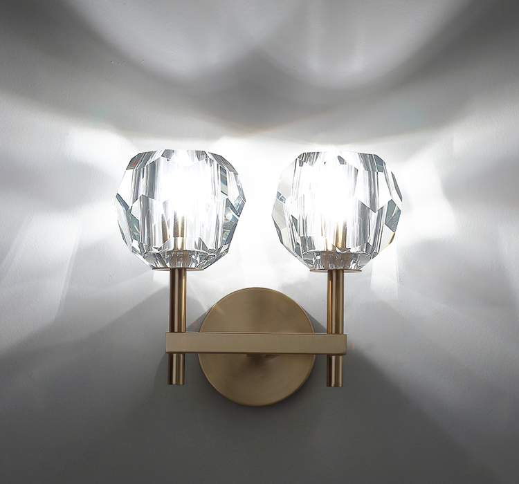 Brief North european modern golden Hexagonal crystal glass shade wall sticker lamps G9 led stainless steel wall lamp sconce