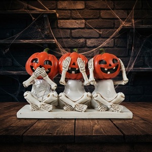 Venta al por mayor: Escultura artística de resina de los Tres Esqueletos Sabios (Oí, <span class=keywords><strong>Habla</strong></span>, No Vea Mal) para decoración del hogar en Halloween, personalizable. - Product Image 2
