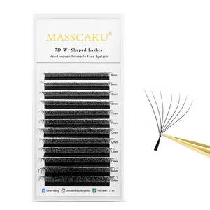 Wholesale W Shape Volume EyelashMASSCAKU 12 Rows 0.07mm C/D Curl 8-15 Mixed Fans Lashes W Design Volume Eyelash Extension Easy t