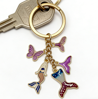 Porte-clés en métal plaqué or personnalisé de haute qualité, créatif, sirène, pour la décoration