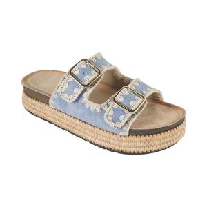 Ciabatte da donna estive da donna con suola spessa moda abbigliamento esterno nuovo sandali Slip-On con fibbia in Denim di grandi dimensioni per donna - Product Image 2